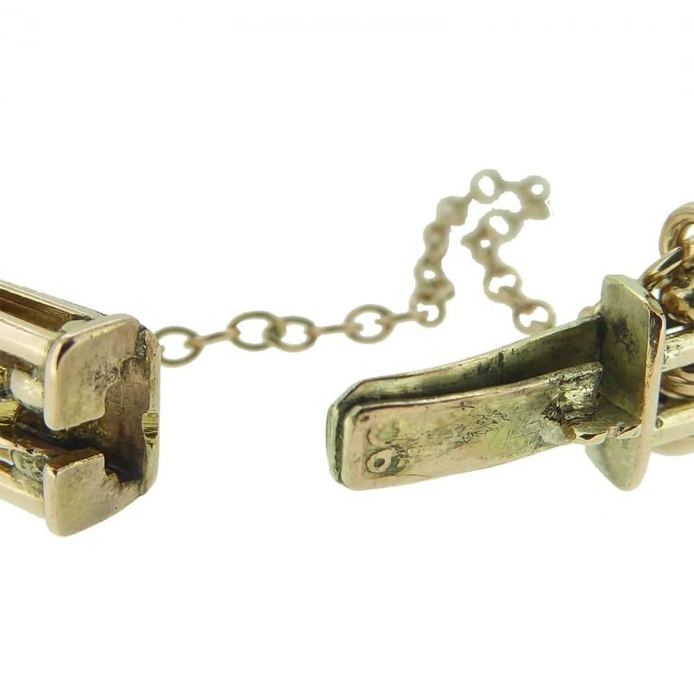 Women's Antique Edwardian Bracelet, 9 Carat Gold, Fancy Gate Design