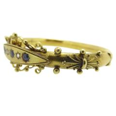 Antique Sapphire Diamond Bangle, circa 1890