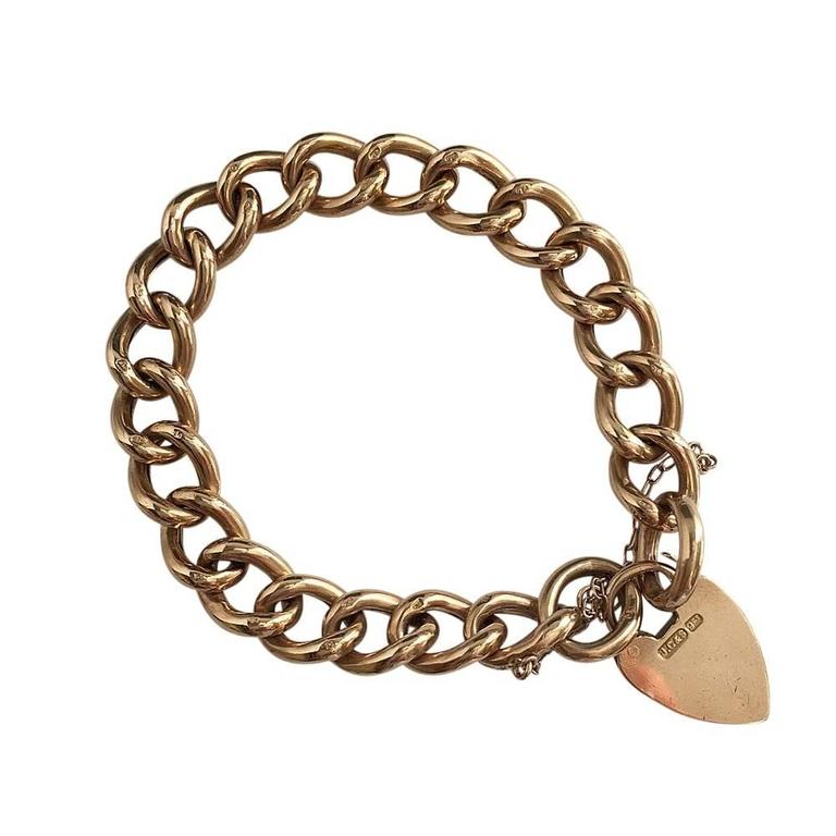 Victorian Curb Link Bracelet with Chased Engraving and Padlock at 1stDibs
