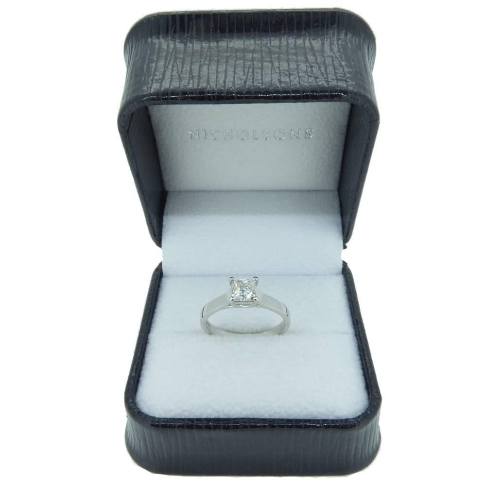 Princess Cut GIA Certified Diamond Solitaire Ring, 0.71 Carat, Platinum