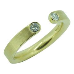 Contemporary Two-Stone Diamond Ring 0.20 Carat, UK Award Winning Designer
