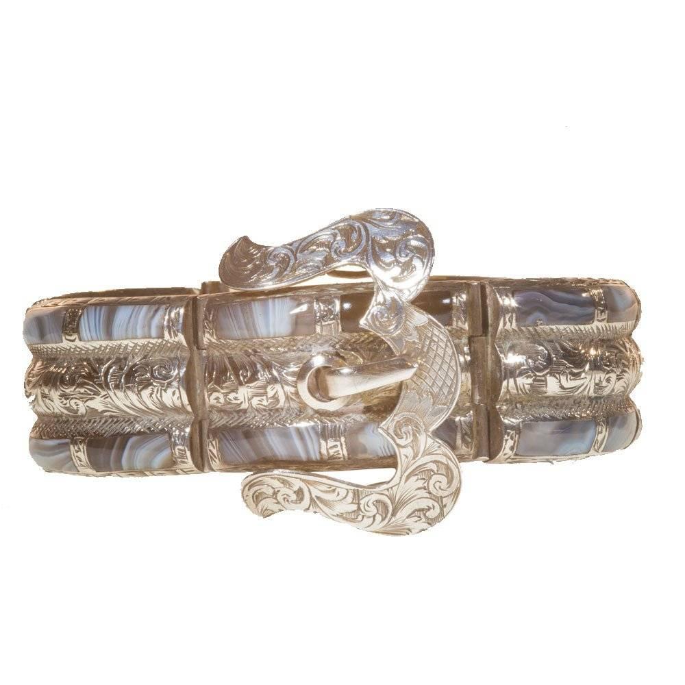 Antique Victorian Scottish Cairngorm Quartz Bracelet Silver Buckle