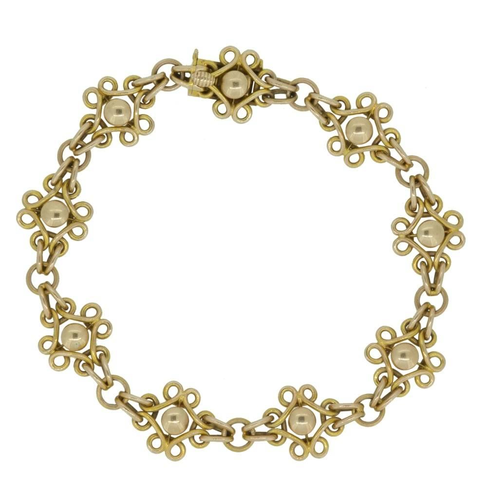 Antique Gold Bracelet Late Victorian Early Edwardian 15 Carat Fancy Links