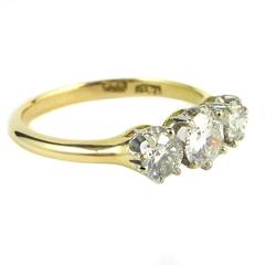 Vintage Engagement Ring, Diamond Three-Stone, 0.79 Carat