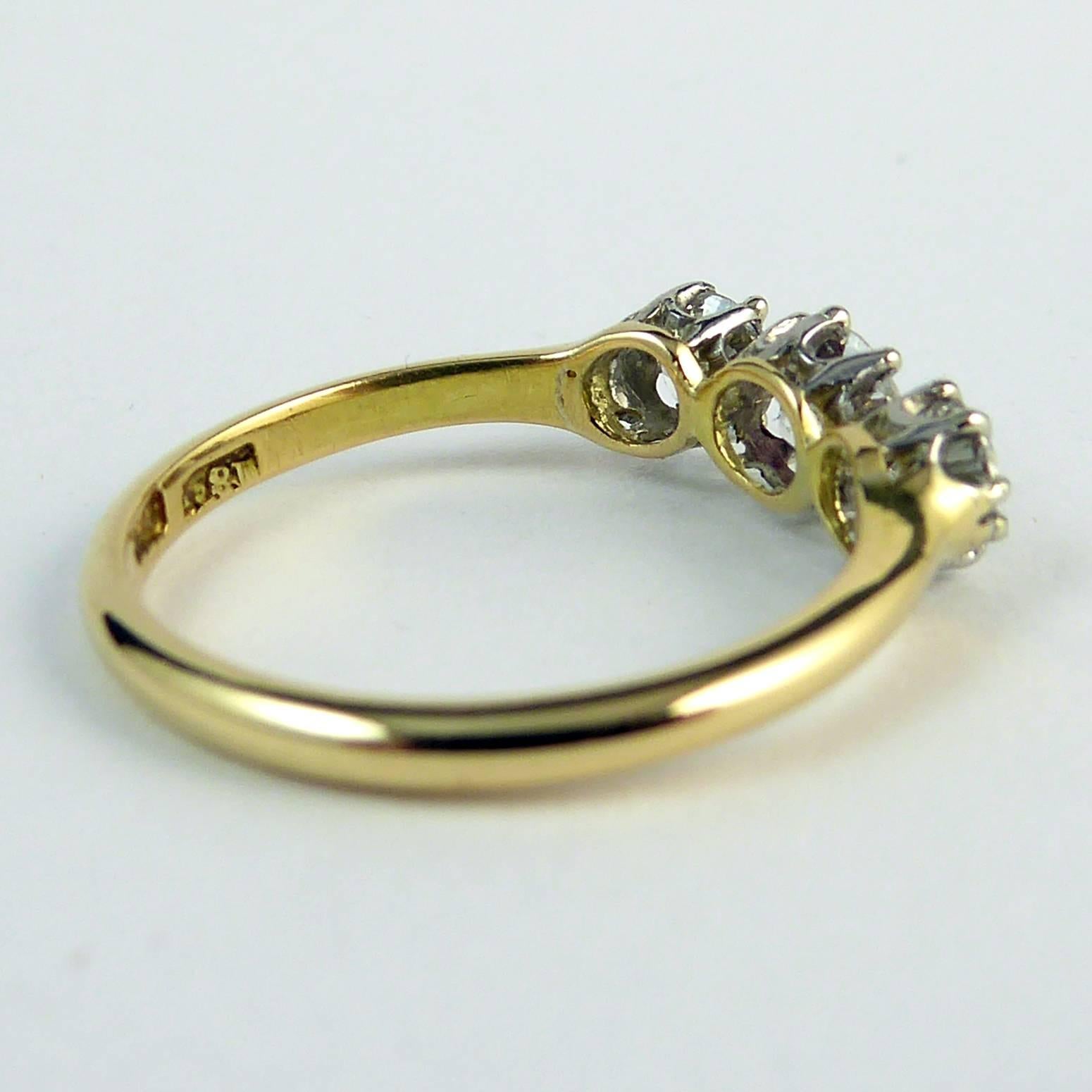 Vintage Engagement Ring, Diamond Three-Stone, 0.79 Carat 1