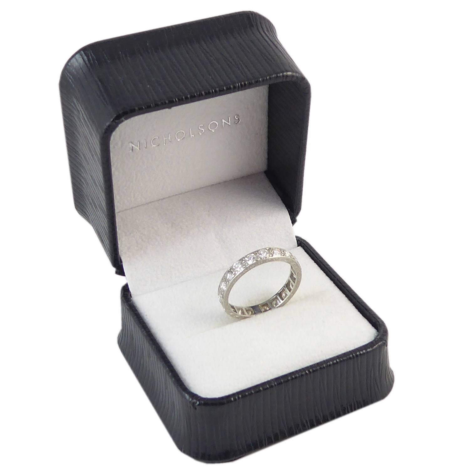 Art Deco Vintage Diamond Eternity Ring, 1.54 Carat, circa 1930s Era