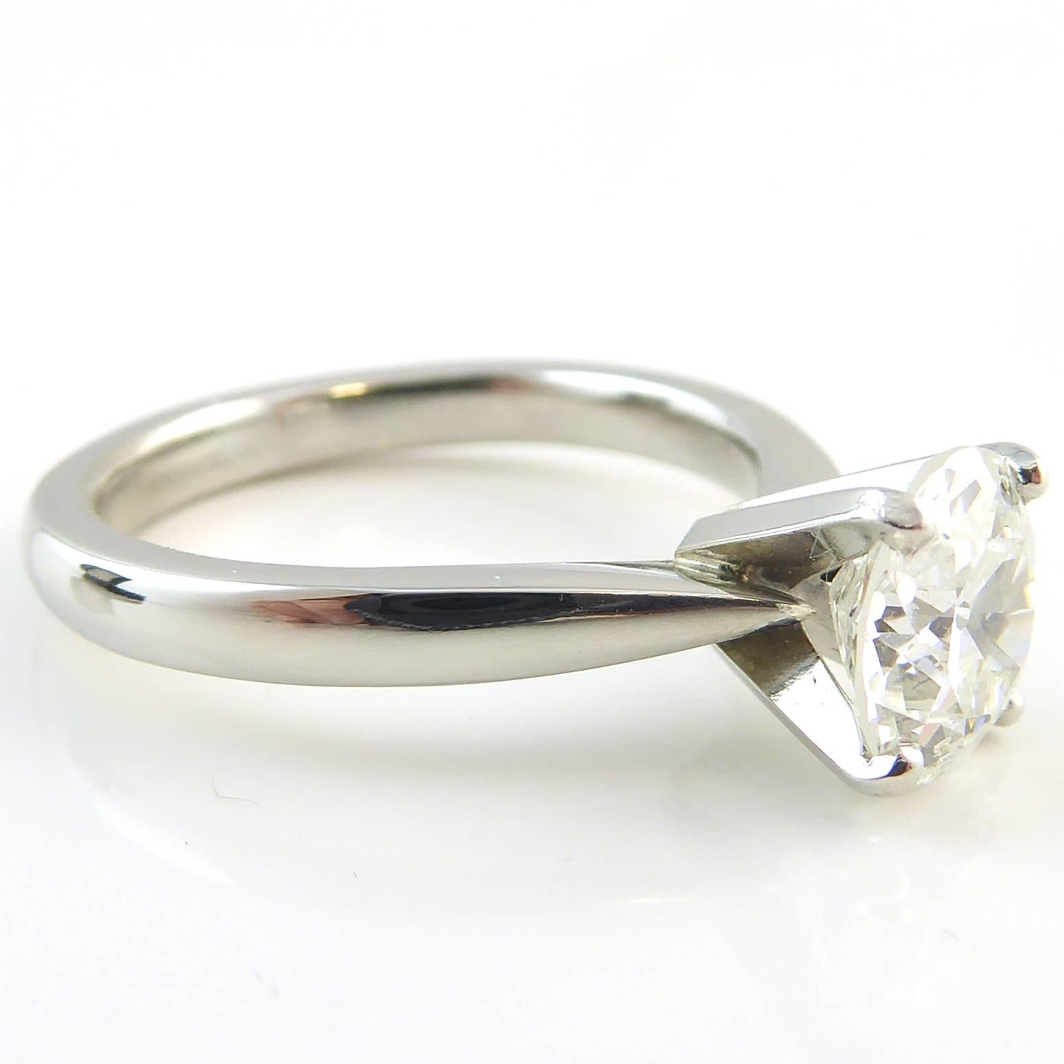 Contemporary Tiffany & Co. Style Diamond Ring, 1.50 Carat Vintage Old European Cut Solitaire