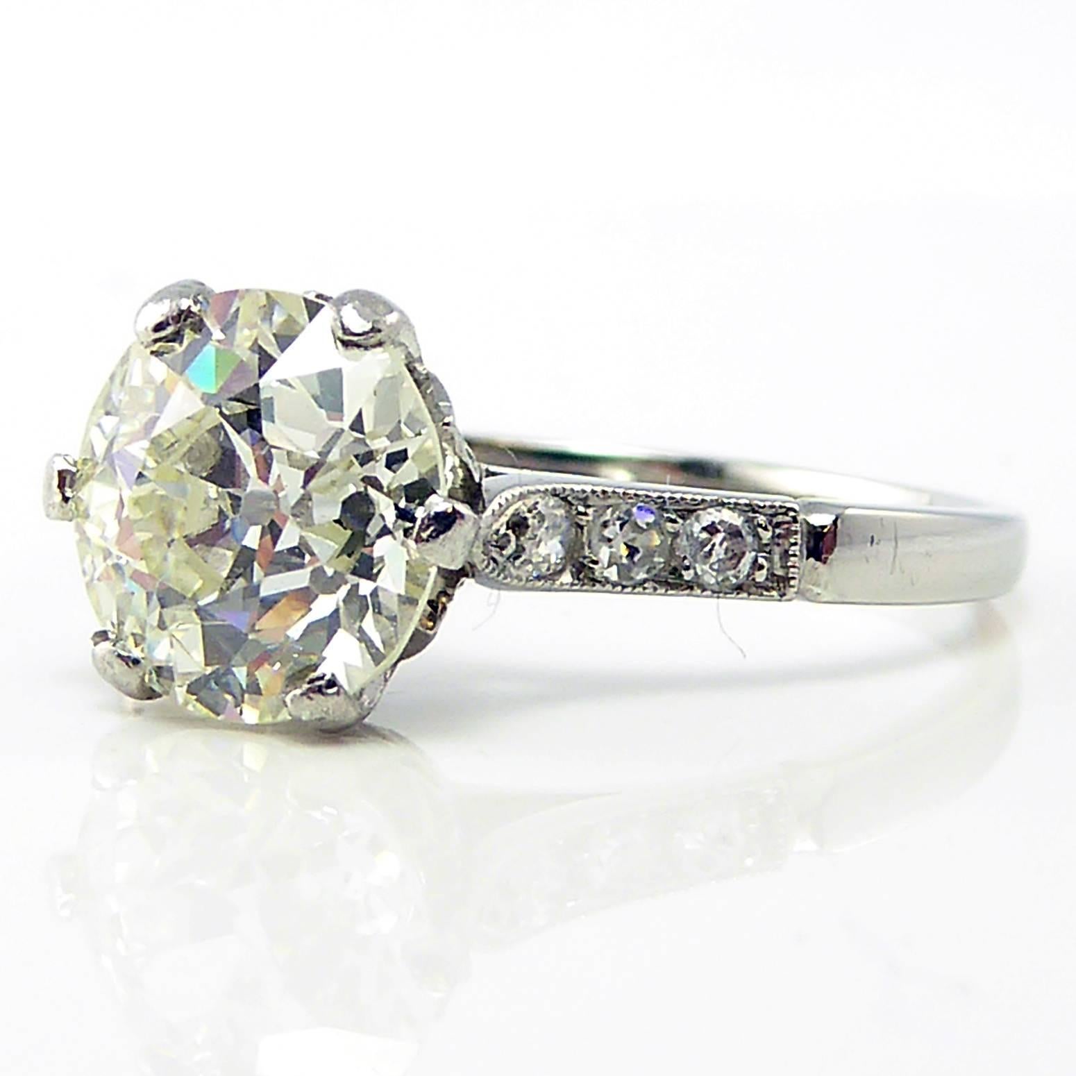 Women's Vintage Engagement Ring, Old European Cut Diamond, 1.86 Carat