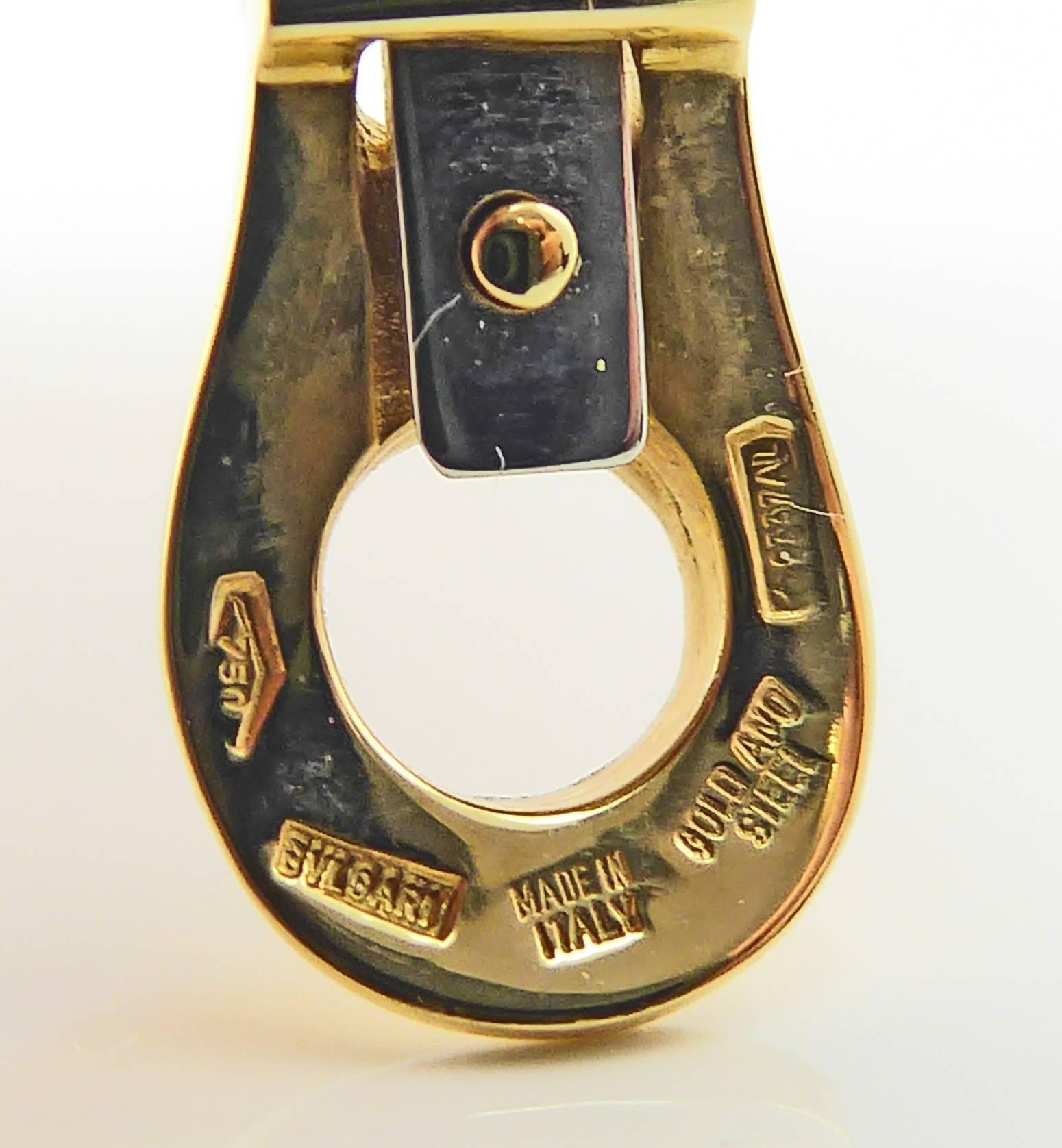 Bulgari Earrings, 18 Carat Gold Steel Banded Hoops, Tubogas Design 3
