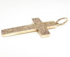 Antique Gold Cross Pendant, Engraved, Hallmarked Birmingham 1911
