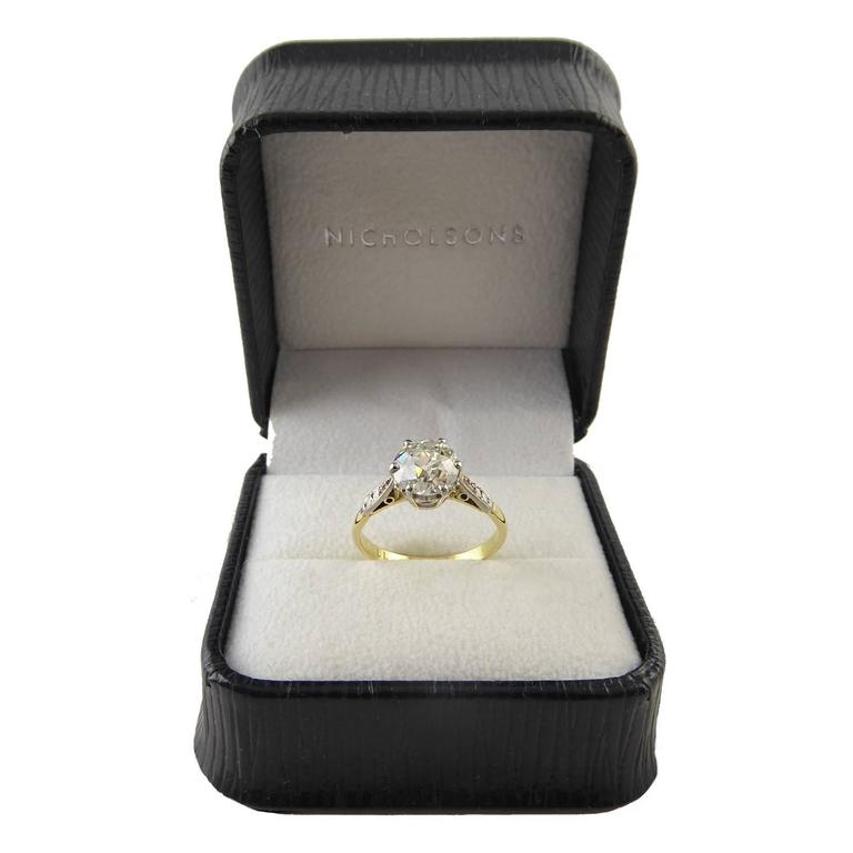 Antique Engagement Ring, Old European Cut Diamond Solitaire, 1.70 Carat ...
