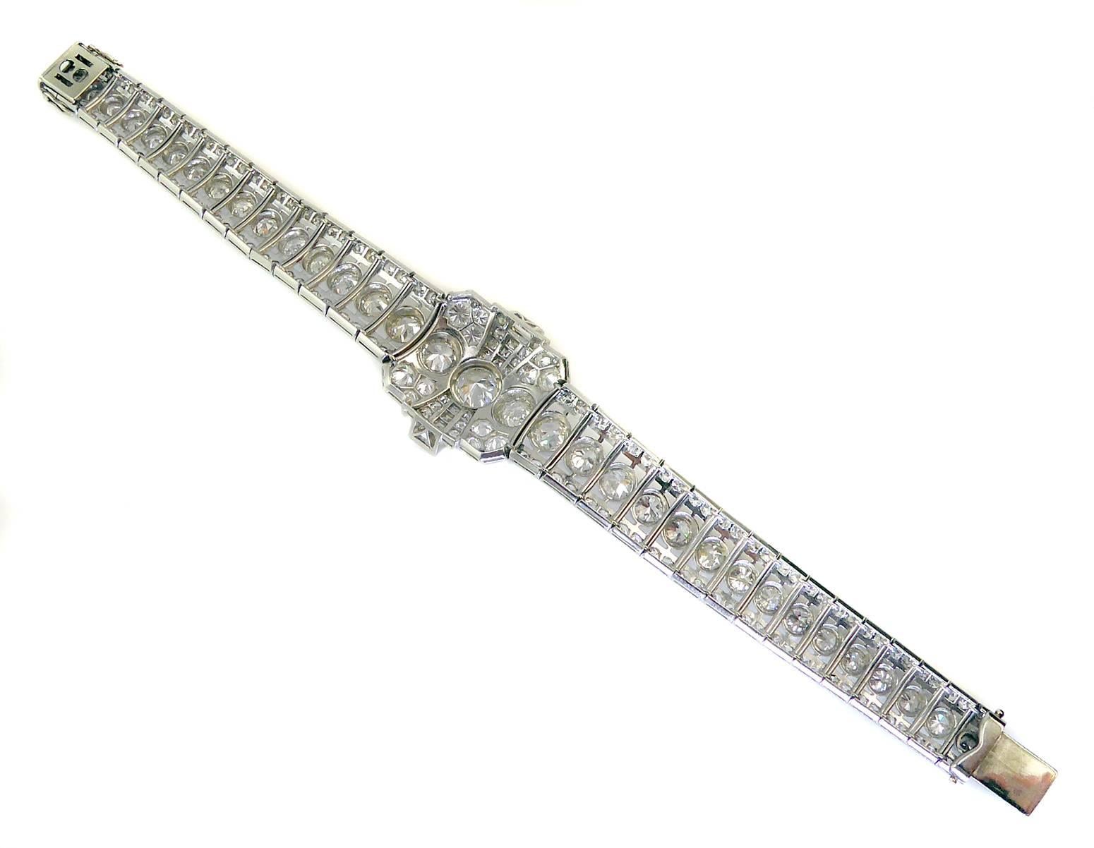 Art Deco Diamond Bracelet, Old Cut Diamonds, 16 Carat 4