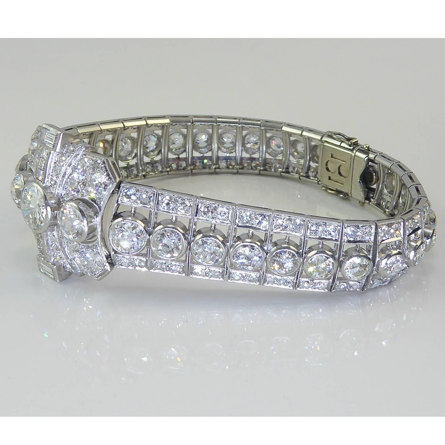 Women's Art Deco Diamond Bracelet, Old Cut Diamonds, 16 Carat