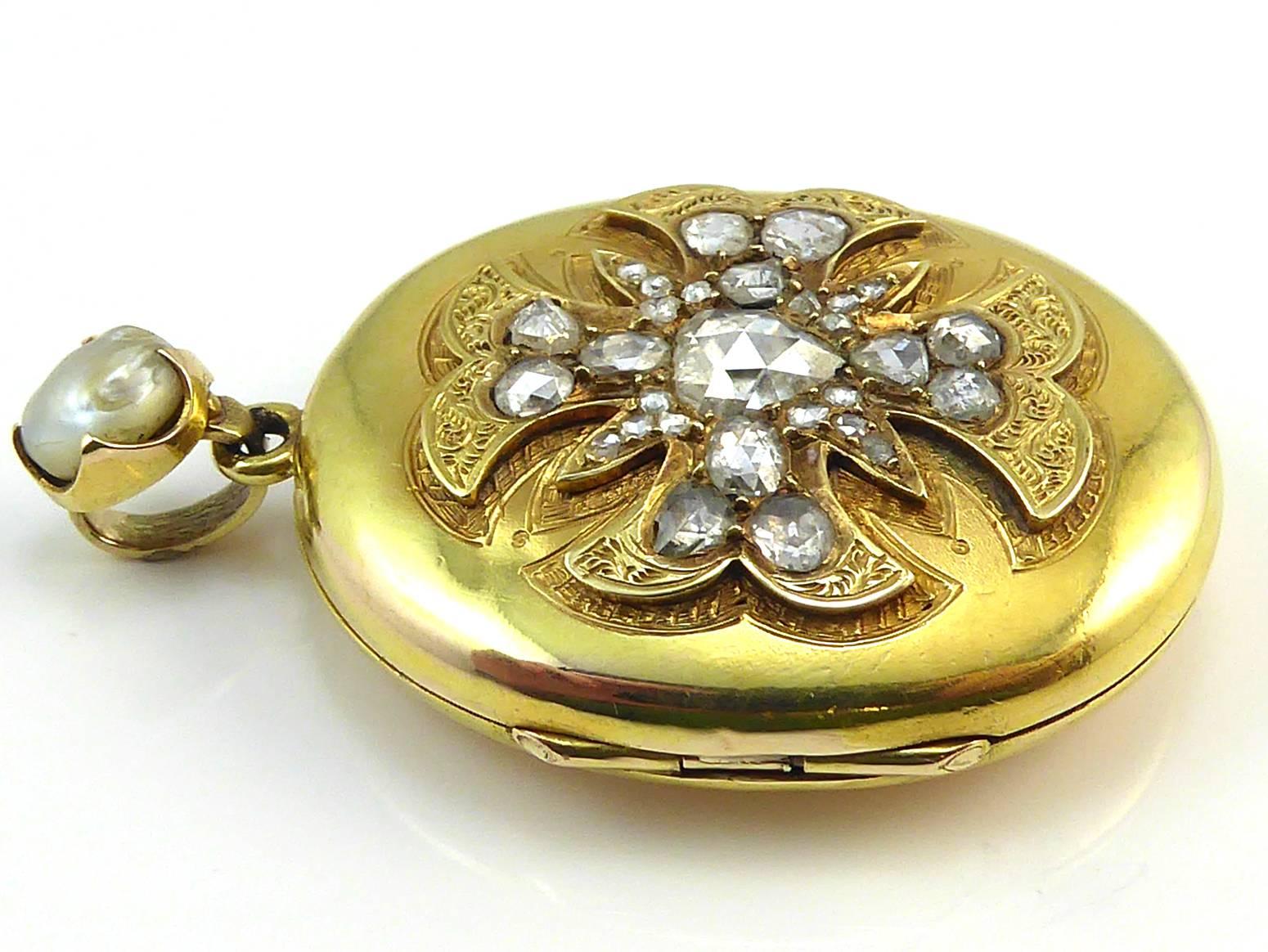 Women's Antique Victorian Diamond Locket, 18 Carat Gold