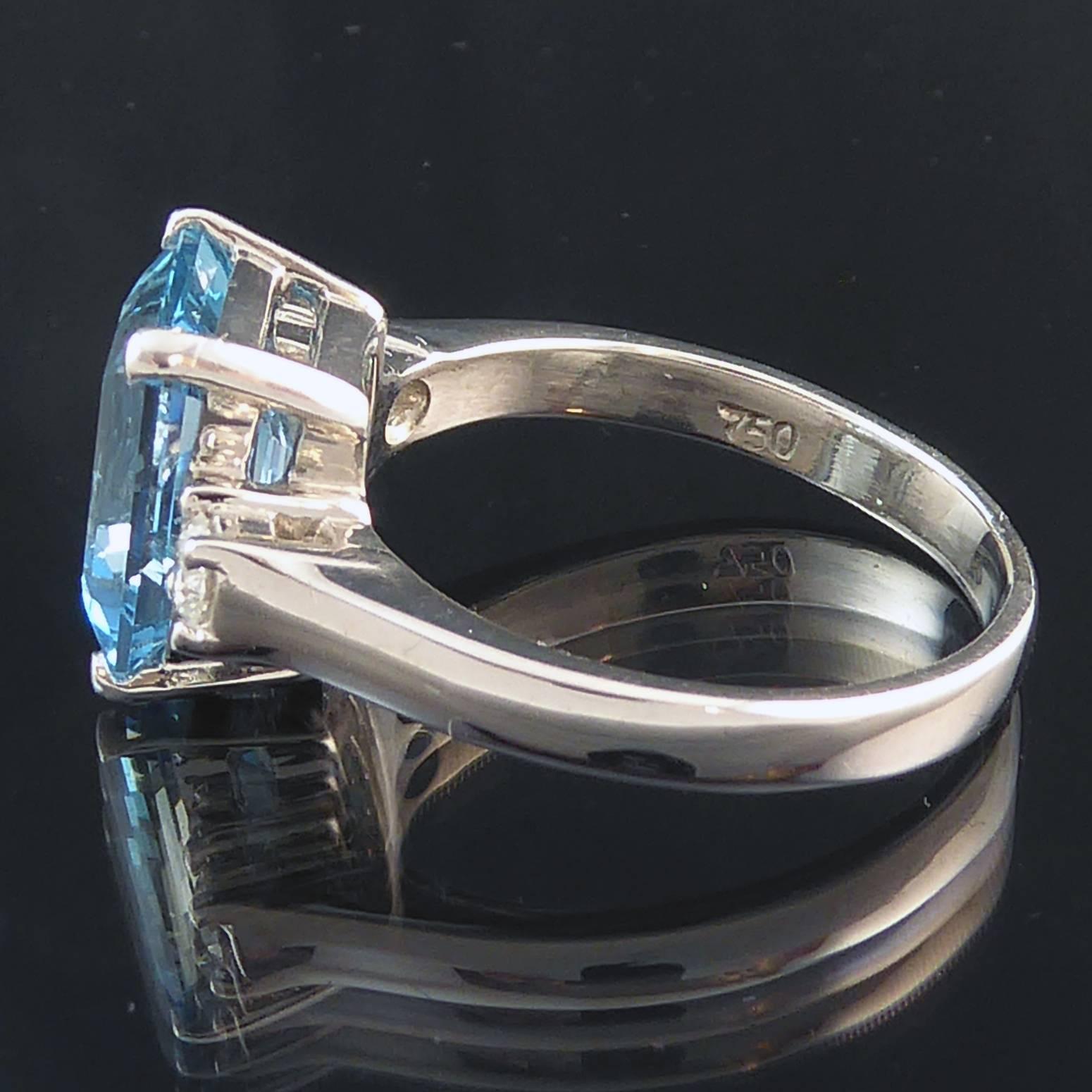 Women's Emerald Cut Aquamarine Engagement Ring 3.0 Carat, 0.22 Carat Diamond Accents