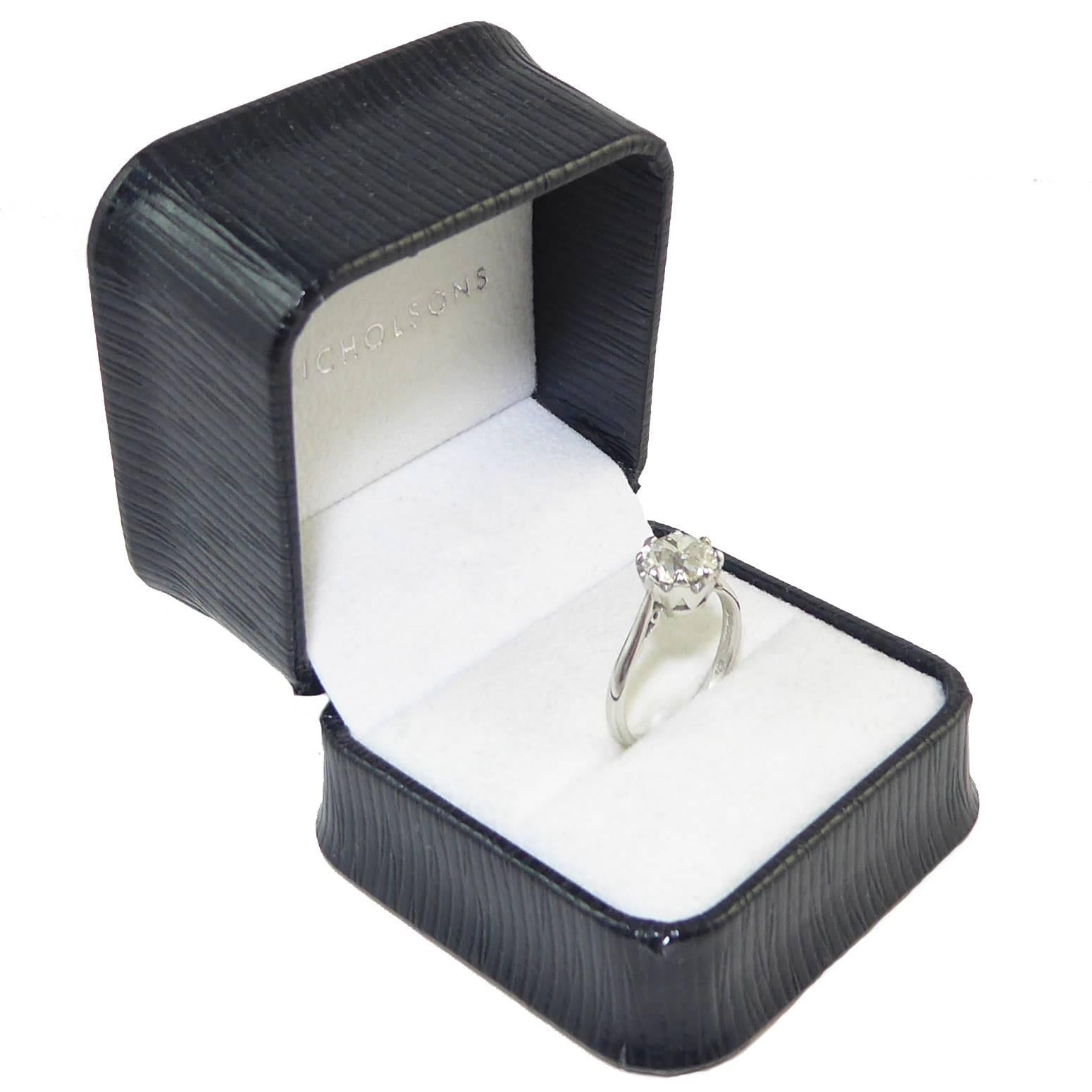 Late Victorian Certified Diamond Engagement Ring, 1.72 Carat Old European Cut, Millennium Mark
