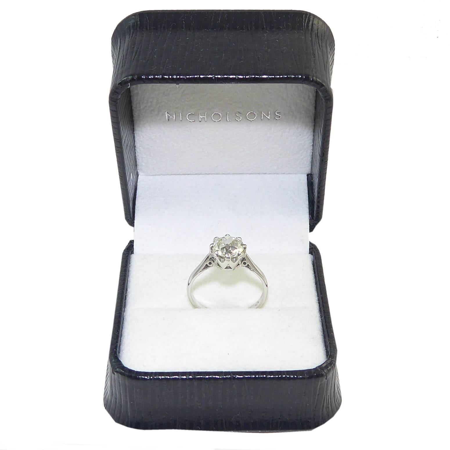 Women's Certified Diamond Engagement Ring, 1.72 Carat Old European Cut, Millennium Mark
