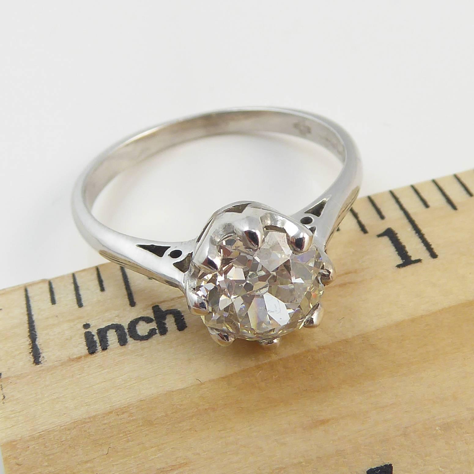 Certified Diamond Engagement Ring, 1.72 Carat Old European Cut, Millennium Mark 1