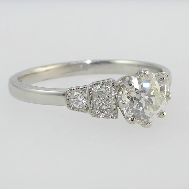 Old European Cut Diamond Engagement Ring, Art Deco Style, Diamond ...