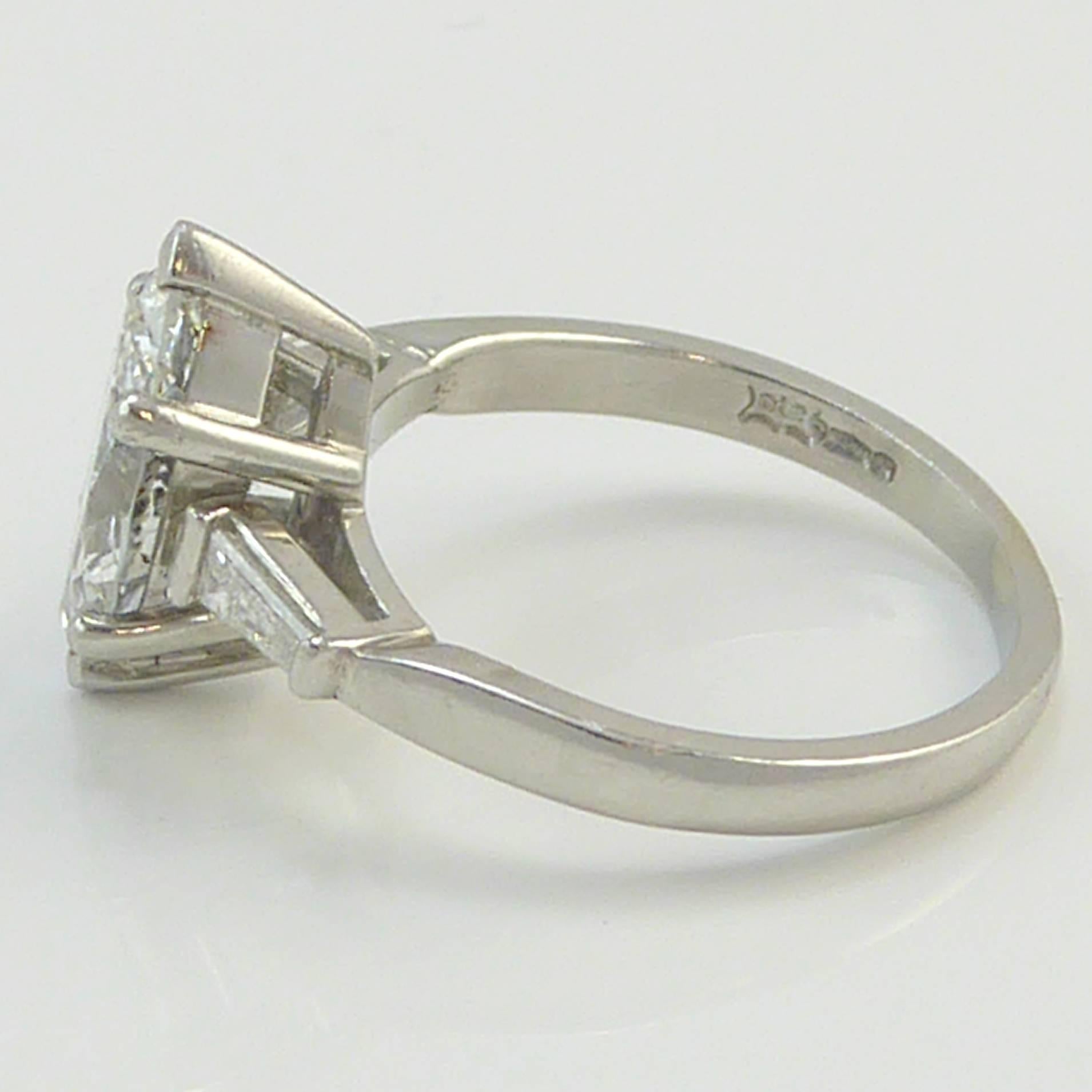 Contemporary 1.73 Carat Marquise Diamond Ring, Tapered Baguette Diamond Set Shoulders