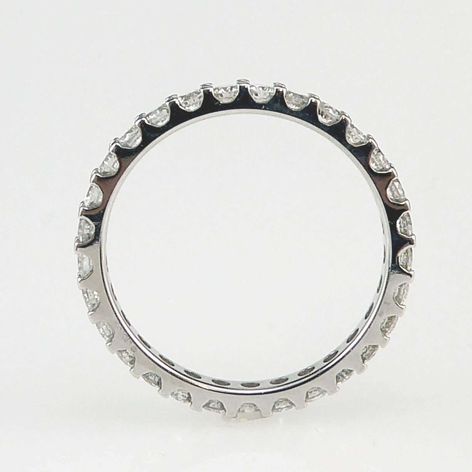 Contemporary 1.0 Carat Diamond Eternity Ring in White, Pre-Owned