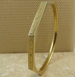 Art Deco Slave Bangle, Hallmarked Birmingham 1926, Octagonal Shape, Engraved