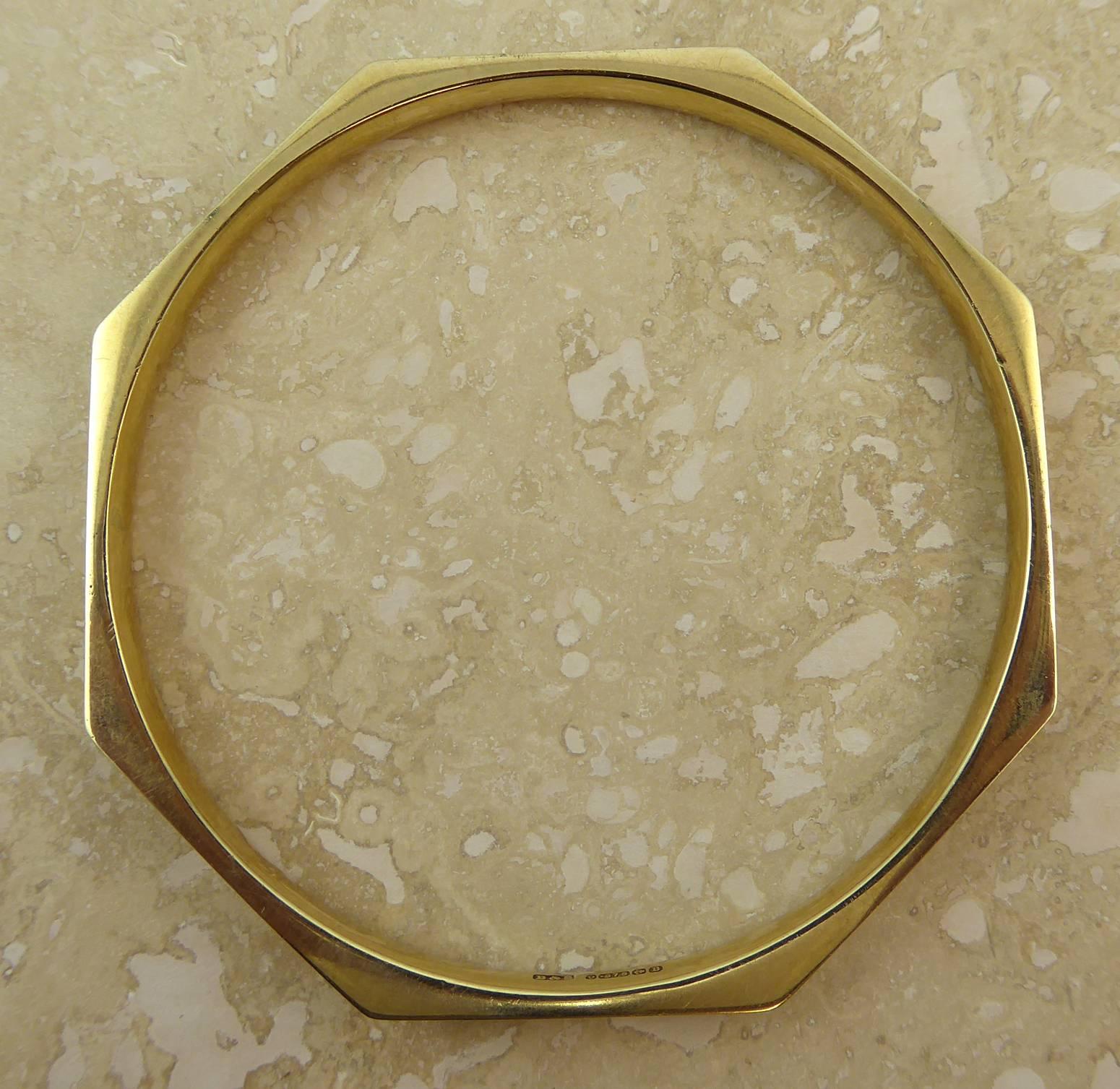 Art Deco Slave Bangle, Hallmarked Birmingham 1926, Octagonal Shape, Engraved 1