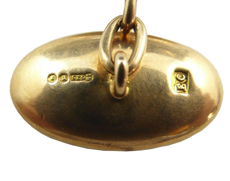 Antique 15 Carat Gold Cufflinks, Hallmarked London, 1912 at 1stDibs