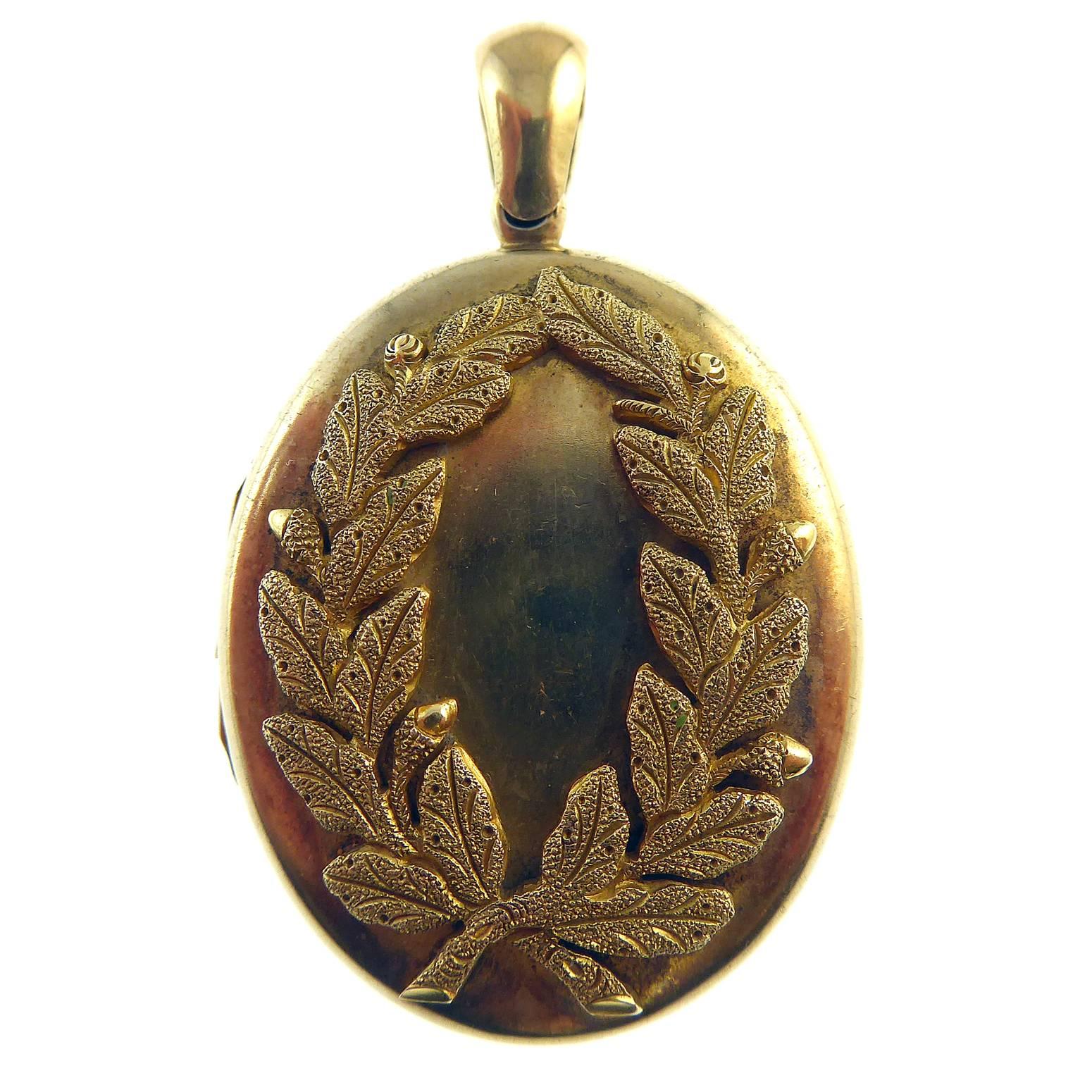 Antique Gold Locket with Engraved Front