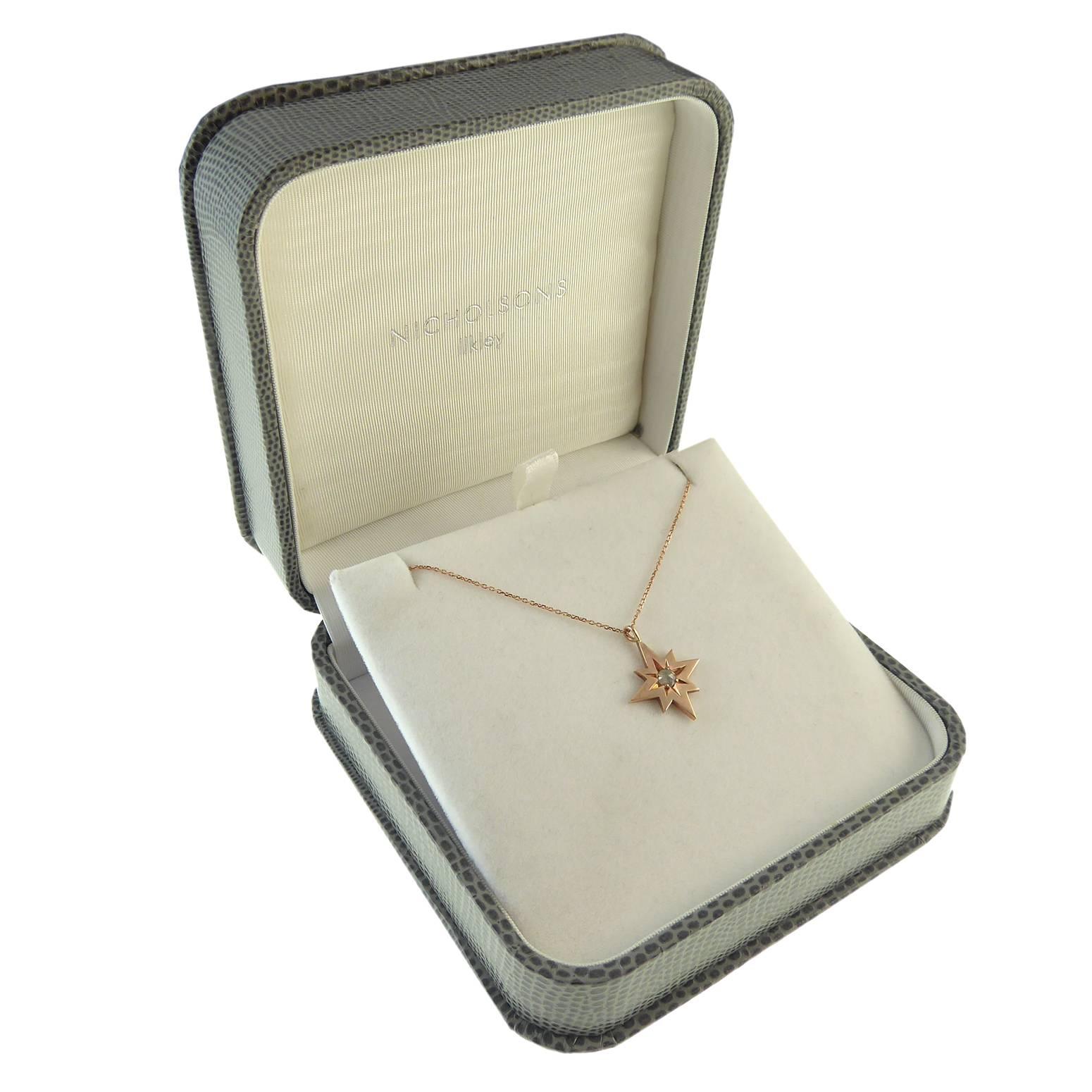 Women's Modern, Pre-Owned Rose Cut Diamond Pendant in 9 Carat Rose Gold Star Setting