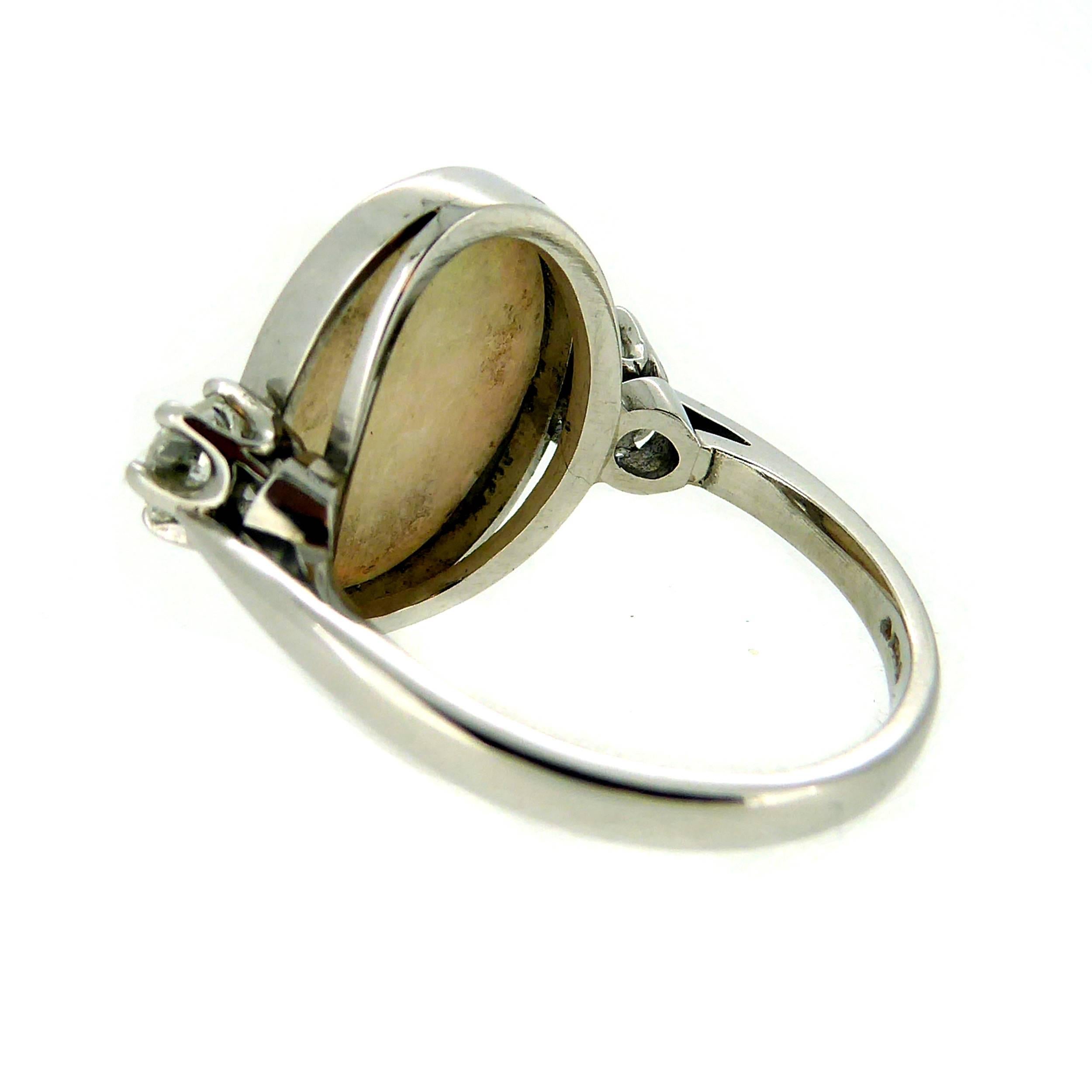 2.47 Carat Art Deco Style Opal and Diamond Ring 2