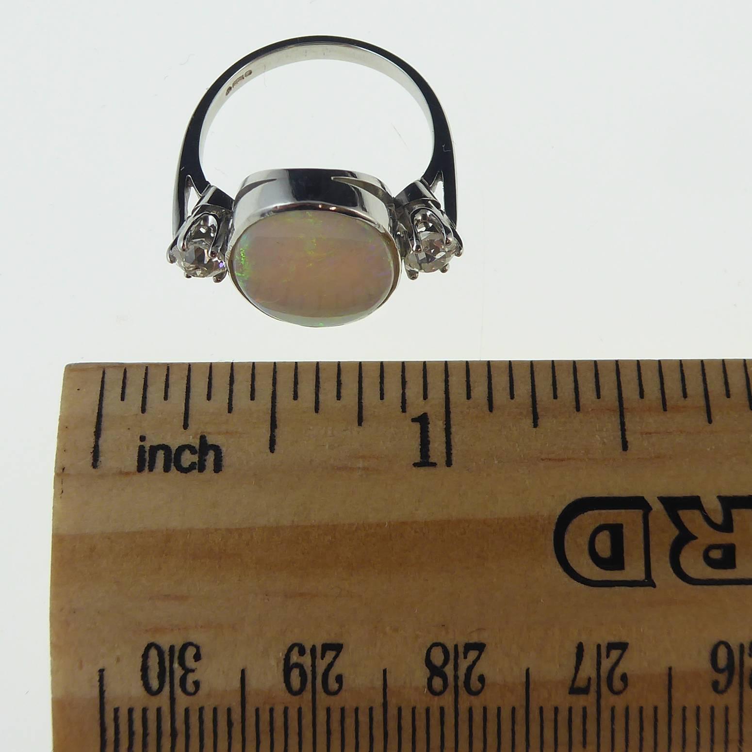 2.47 Carat Art Deco Style Opal and Diamond Ring 3