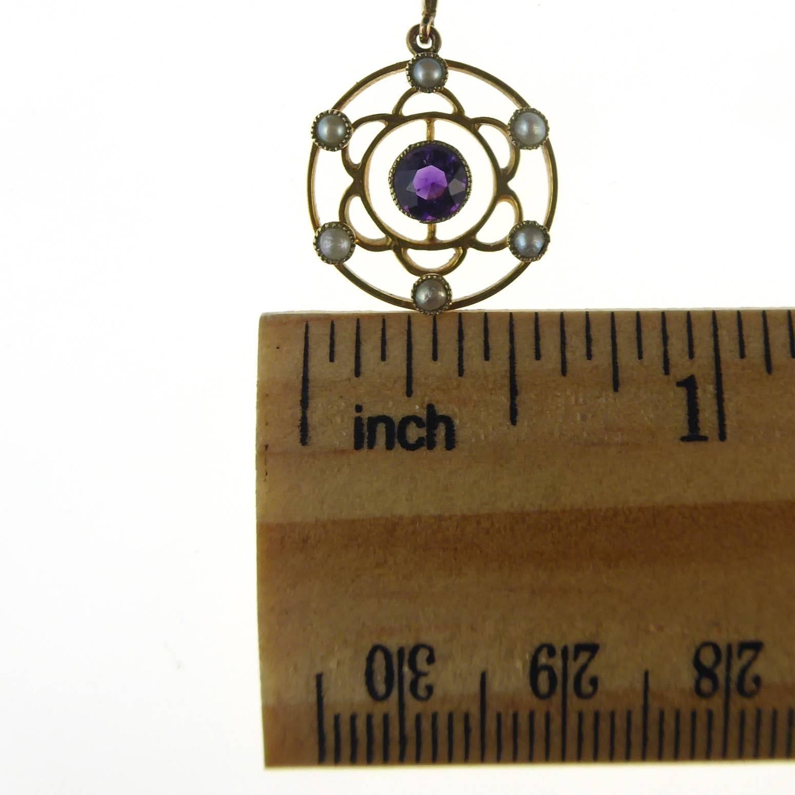 Antique Edwardian Amethyst and Pearl Pendant In Excellent Condition In Yorkshire, West Yorkshire