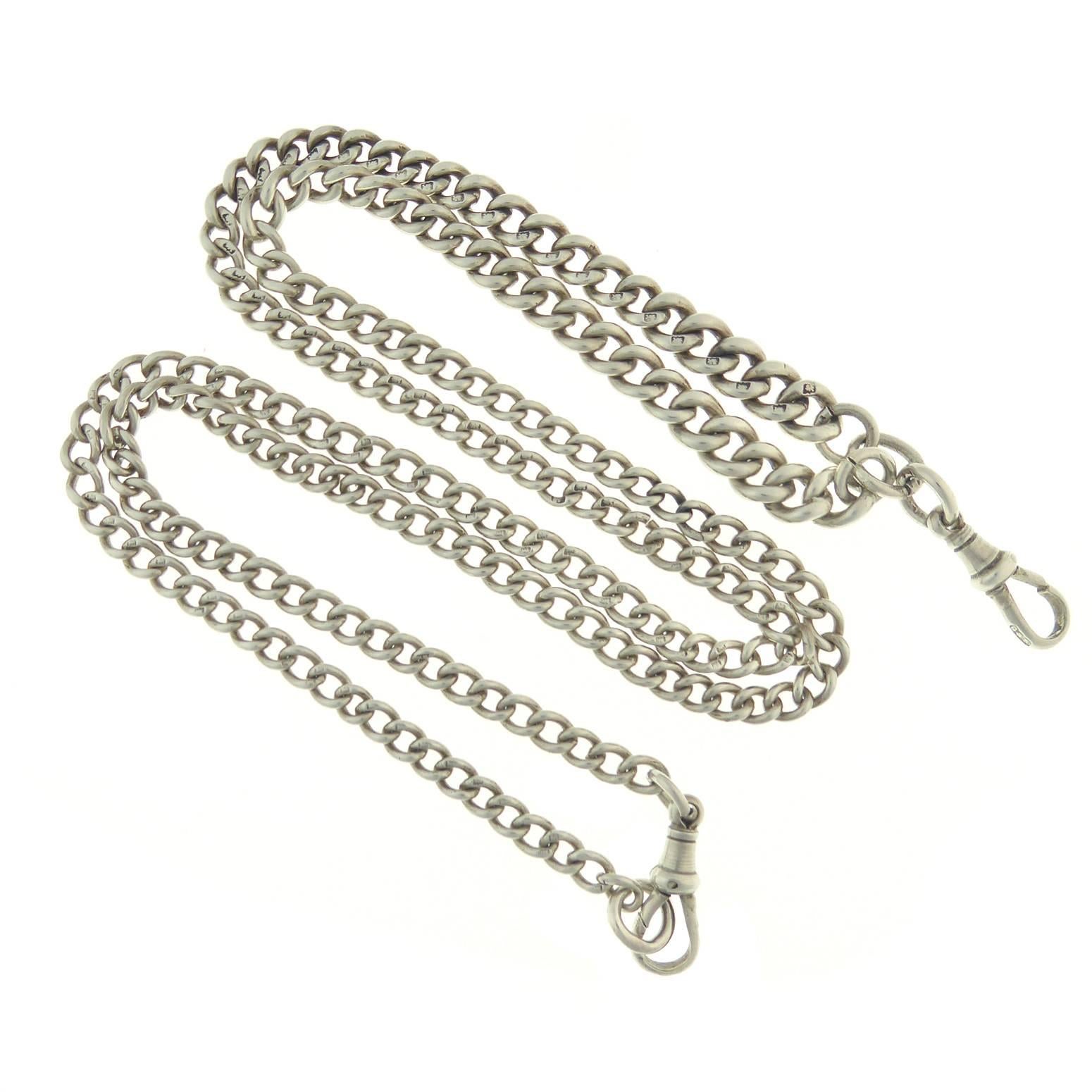 Late Victorian Victorian Silver Albert Curb Chain