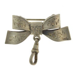 Antique Silver Ribbon Fob Brooch