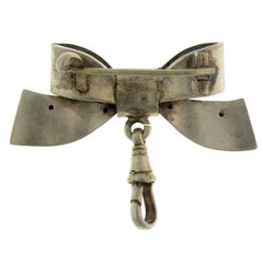 Antique Silver Ribbon Fob Brooch