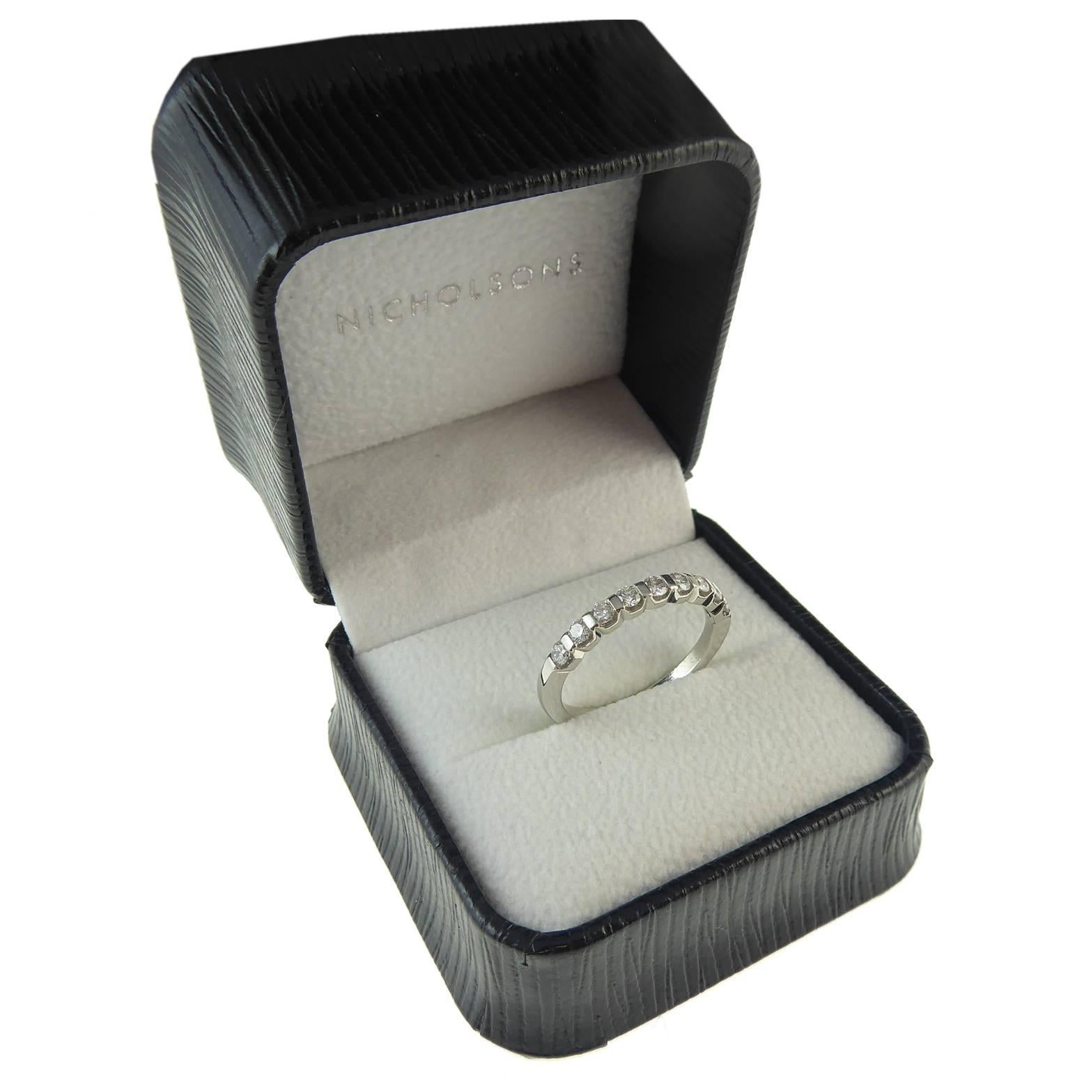 Contemporary Diamond Half Eternity Ring, 0.50 carat, Platinum Band, Pre-Owned