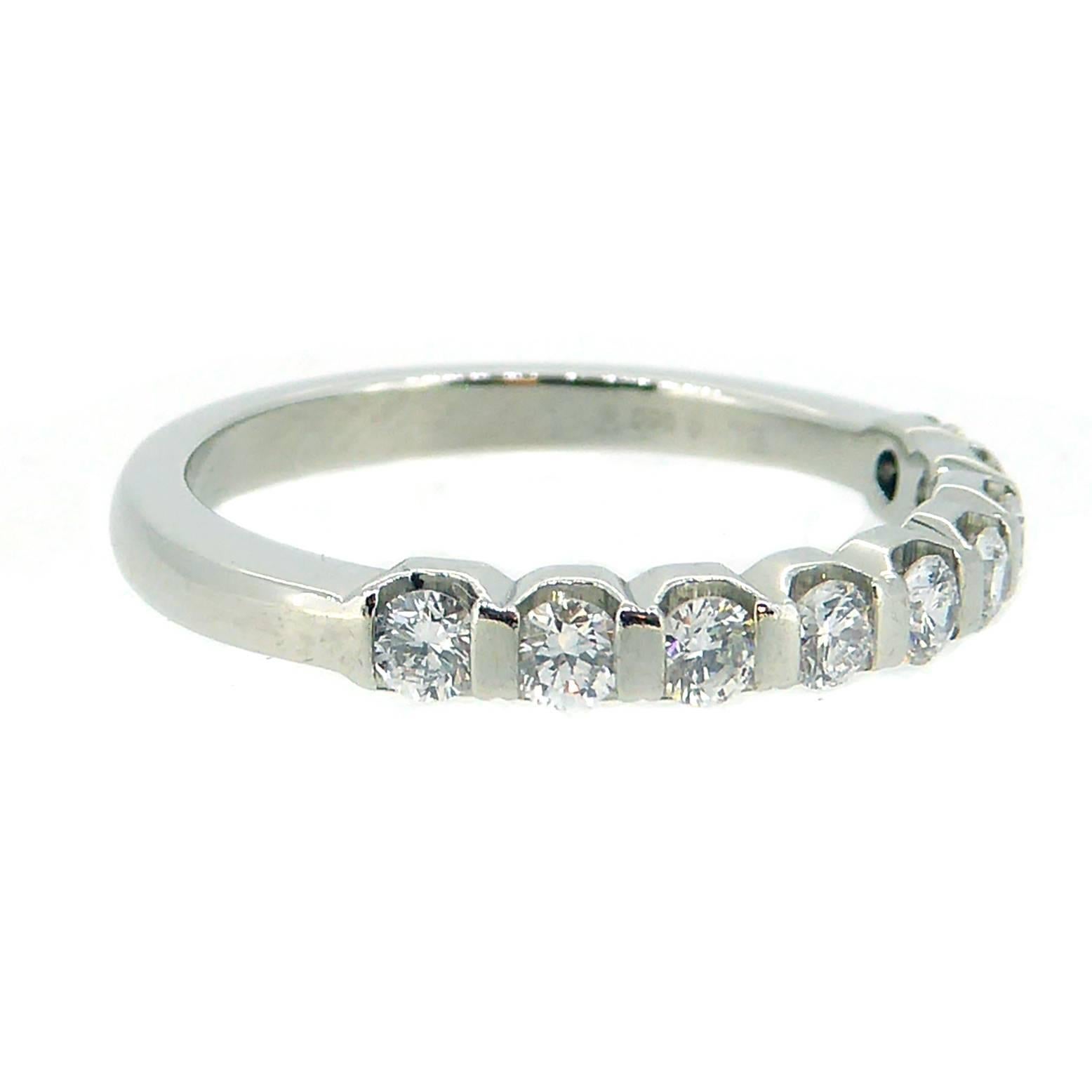 Diamond Half Eternity Ring, 0.50 carat, Platinum Band, Pre-Owned In New Condition In Yorkshire, West Yorkshire