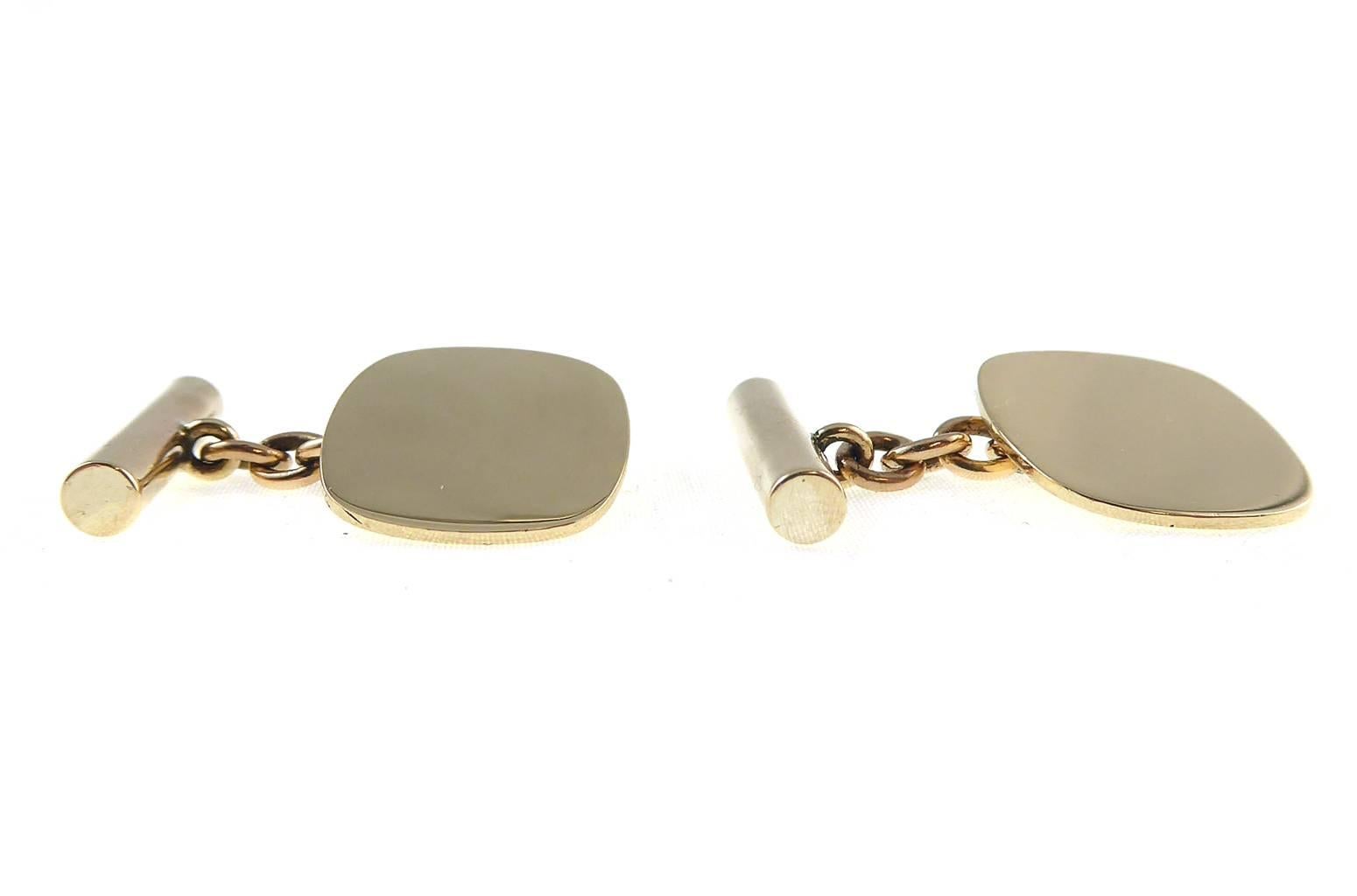 Women's or Men's 1970s Cufflinks in 9 Carat Gold, Hallmarked Birmingham