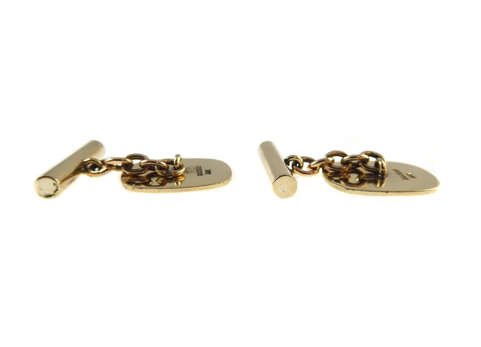 1970s Cufflinks in 9 Carat Gold, Hallmarked Birmingham 2