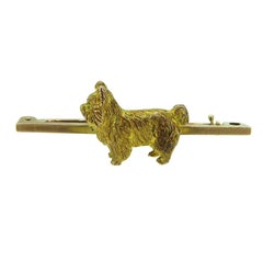 Vintage Art Deco 1930s Terrier Dog Brooch in 9 Carat Yellow Gold