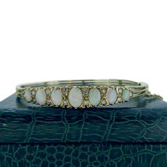 Victorian Style Opal and Diamond Bangle, Hallmarked London 1991