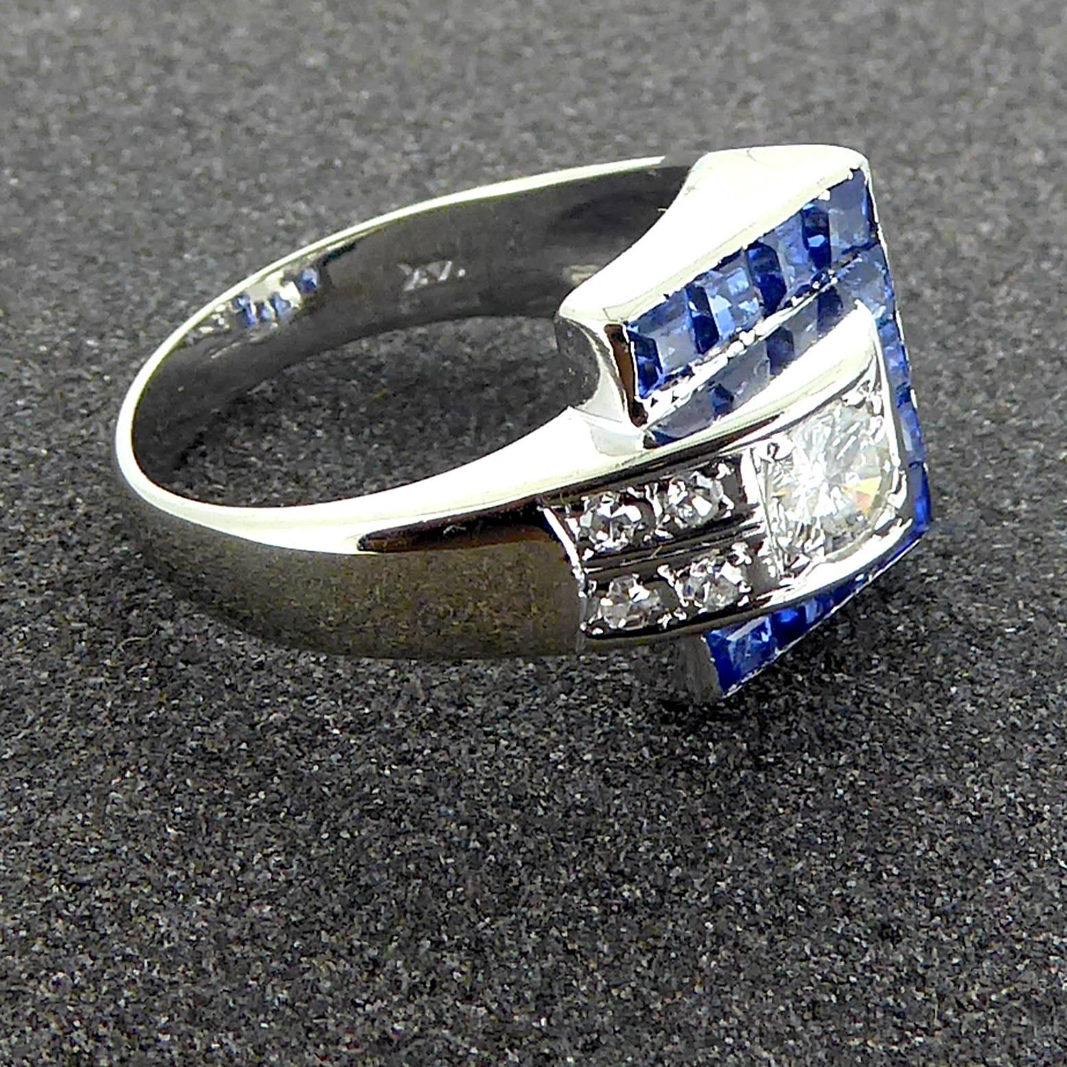 Vintage Sapphire and Diamond Ring, circa 1940s 1