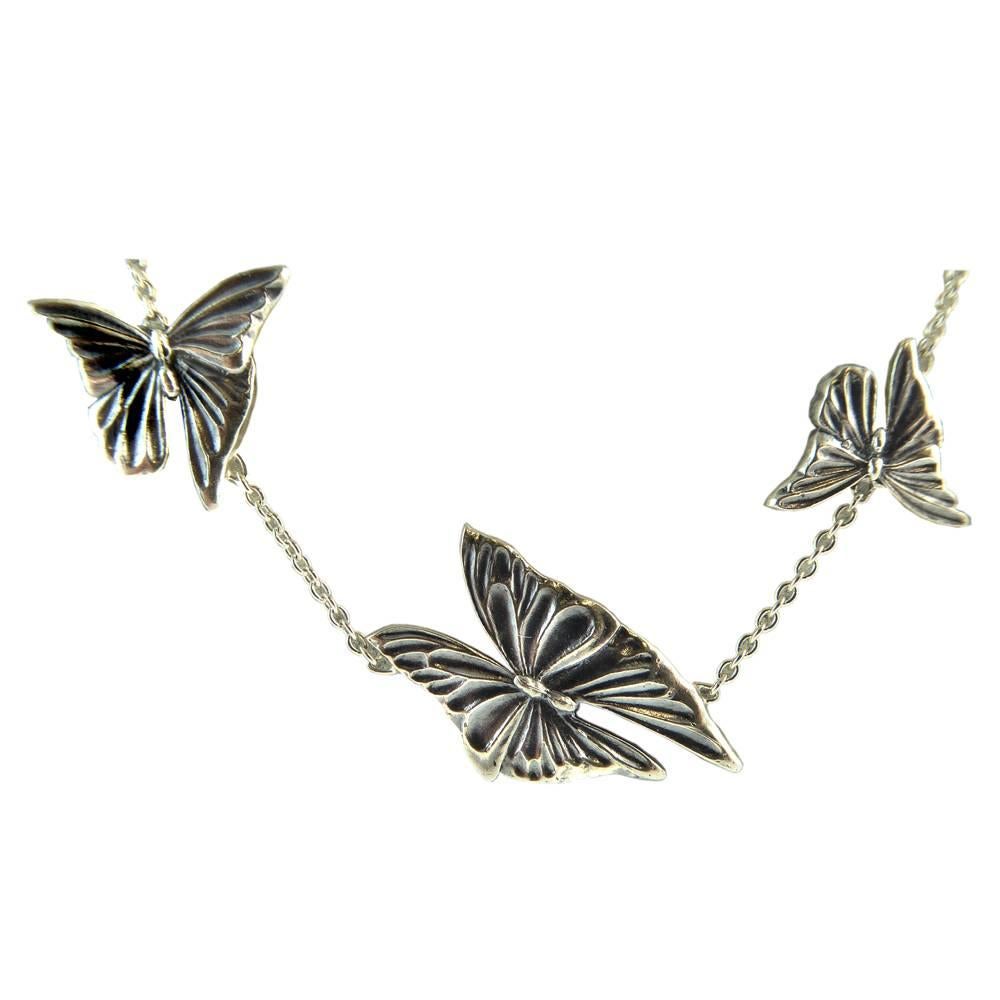 Modern Georg Jensen Askill Silver Butterfly Necklace