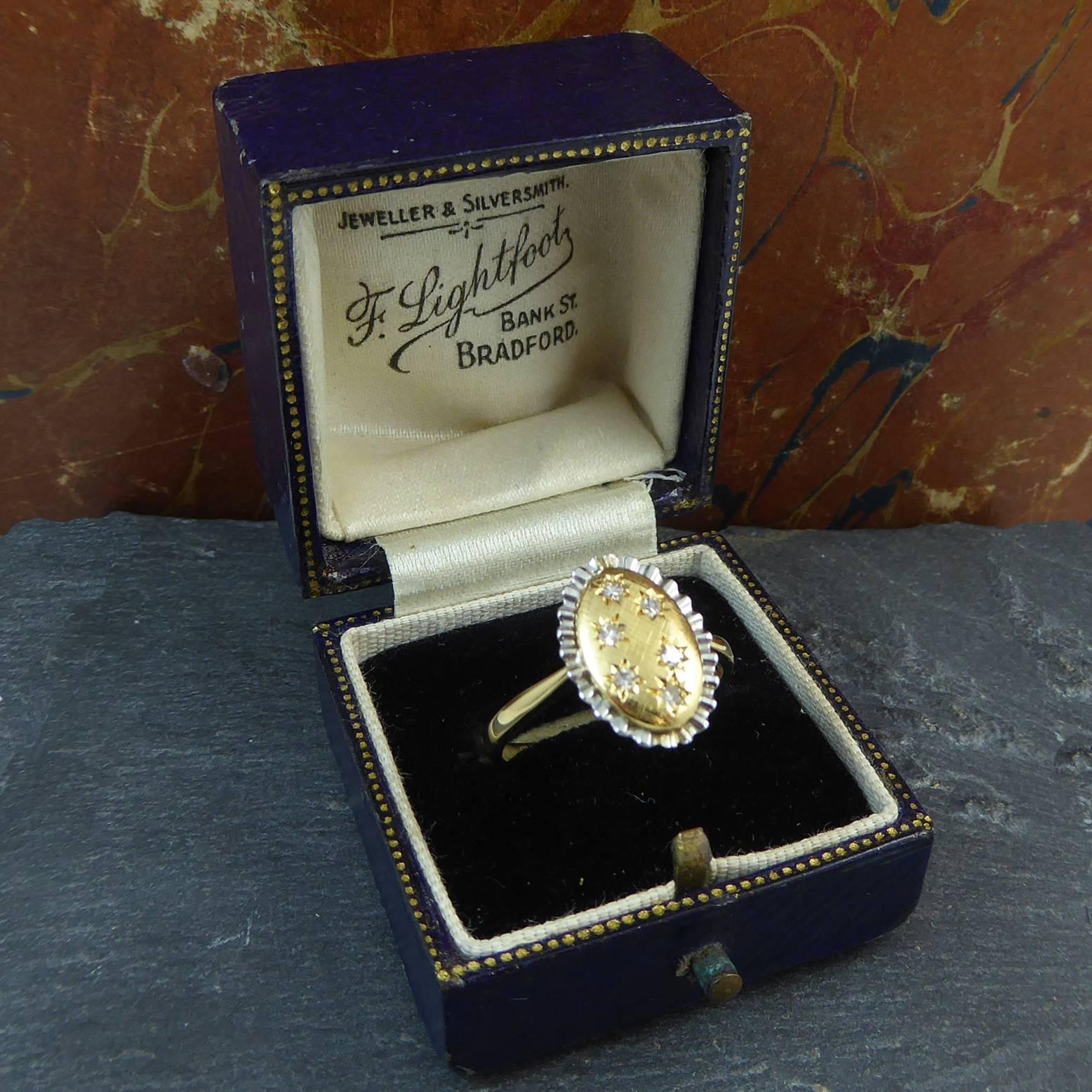 Vintage Diamond Cluster Ring, 18 Carat Yellow and White Gold, 1980s Style In Good Condition In Yorkshire, West Yorkshire