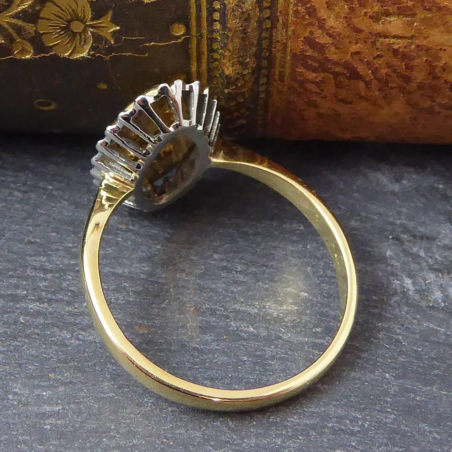 Vintage Diamond Cluster Ring, 18 Carat Yellow and White Gold, 1980s Style 1