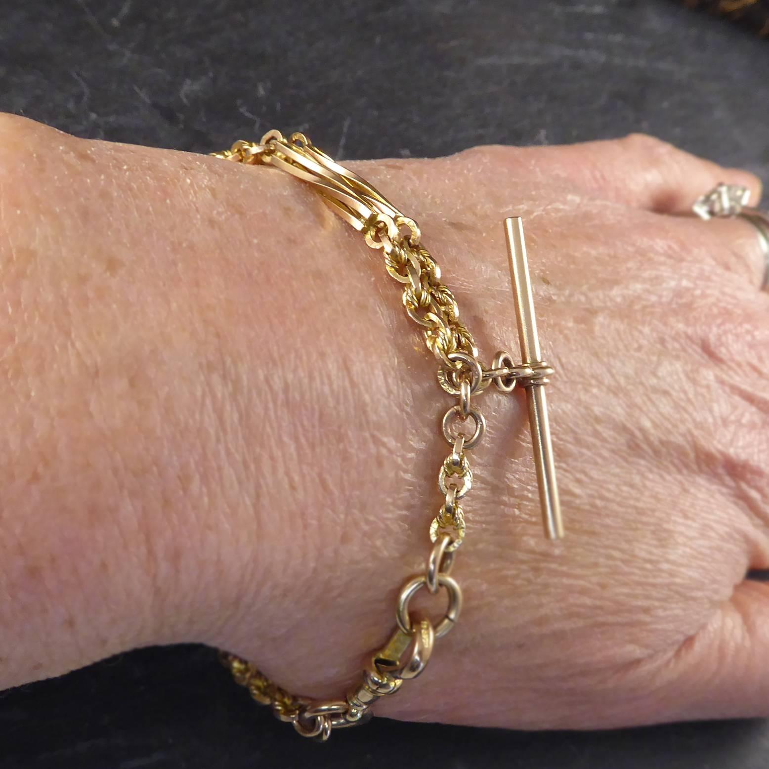 Edwardian Antique 9 Carat Rose Gold Watch Chain, circa 1900s In Excellent Condition In Yorkshire, West Yorkshire