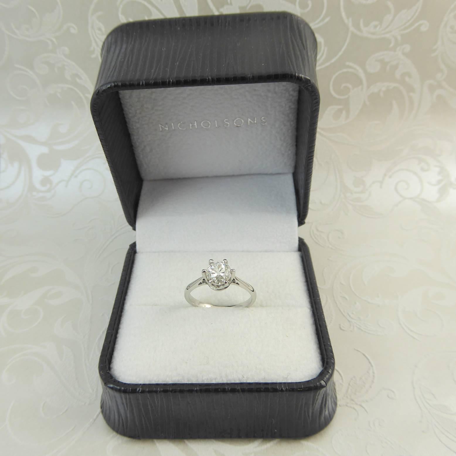 Women's Vintage 1.02 Carat Old European Cut Diamond Solitaire Engagement Ring, Platinum