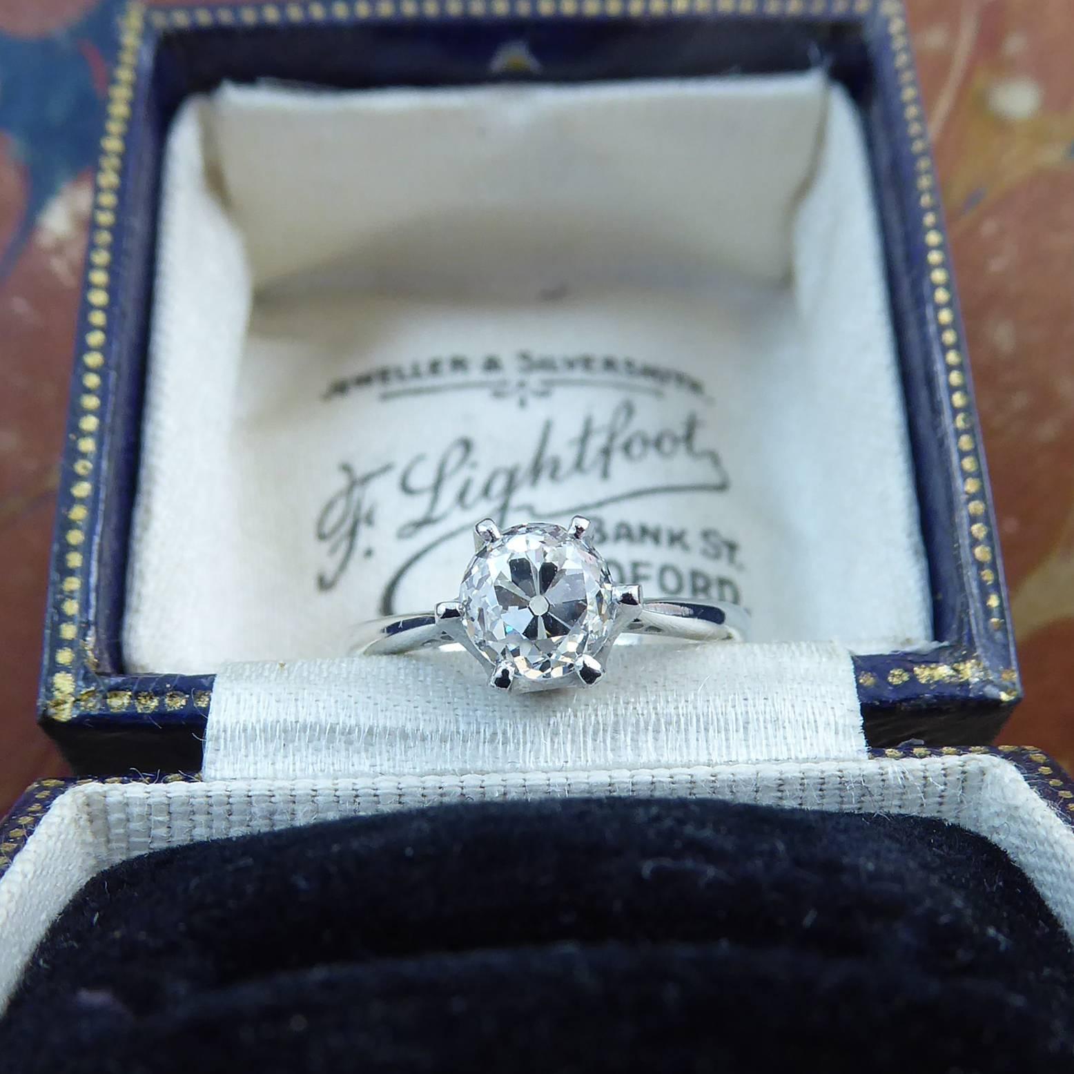 Vintage 1.02 Carat Old European Cut Diamond Solitaire Engagement Ring, Platinum 2