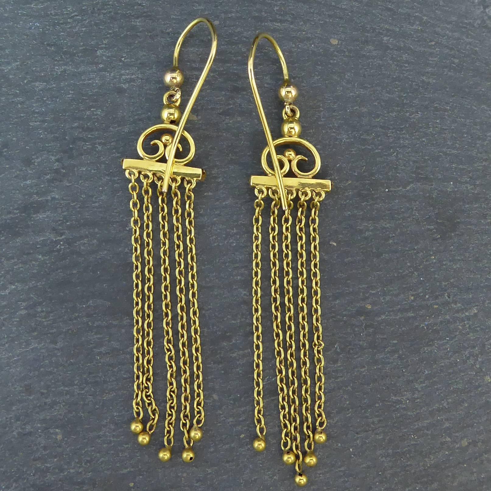 Edwardian Drop Earrings with Pearls, 9 Carat Gold In Good Condition In Yorkshire, West Yorkshire